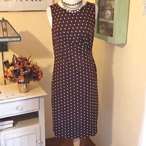 NWT Talbots Chocolate Brown Polka Dot Dress